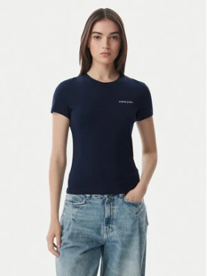 Tommy Jeans T-Shirt Ess Logo DW0DW23479 Granatowy Slim Fit