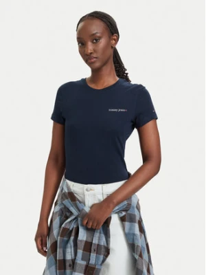 Tommy Jeans T-Shirt Ess Logo DW0DW23479 Granatowy Slim Fit