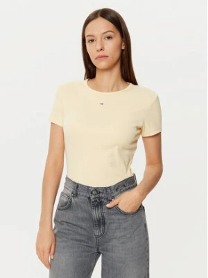 Tommy Jeans T-Shirt Essential DW0DW17383 Beżowy Slim Fit