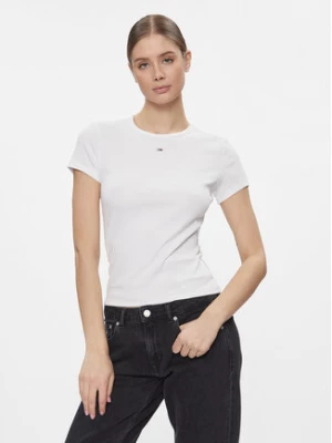 Tommy Jeans T-Shirt Essential DW0DW17383 Biały Slim Fit