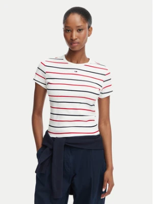 Tommy Jeans T-Shirt Essential DW0DW17383 Biały Slim Fit