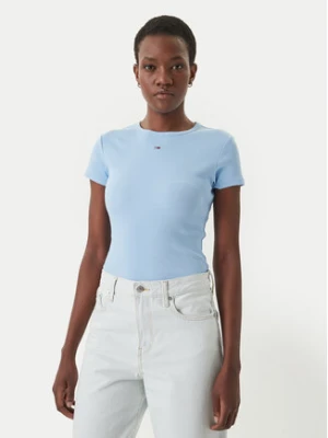 Tommy Jeans T-Shirt Essential DW0DW17383 Błękitny Slim Fit