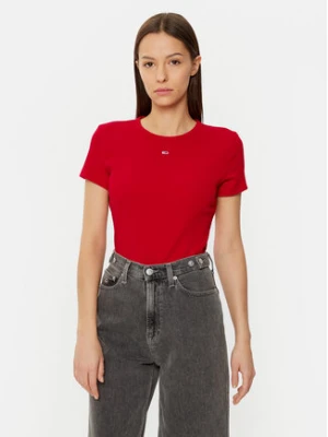 Tommy Jeans T-Shirt Essential DW0DW17383 Czerwony Slim Fit