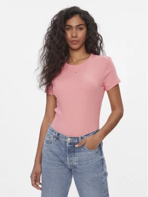 Tommy Jeans T-Shirt Essential DW0DW17383 Różowy Slim Fit