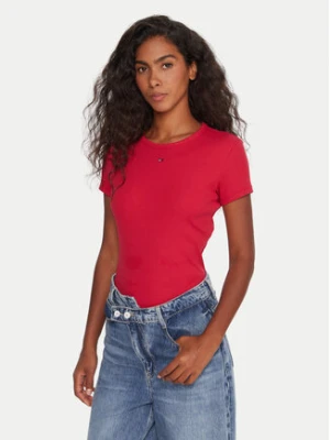 Tommy Jeans T-Shirt Essential DW0DW17383 Różowy Slim Fit