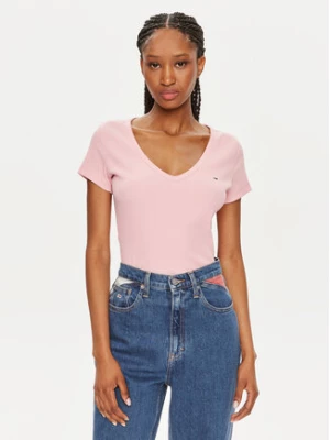 Tommy Jeans T-Shirt Essential DW0DW17385 Różowy Slim Fit