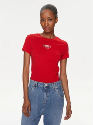 Tommy Jeans T-Shirt Essential DW0DW17839 Czerwony Slim Fit