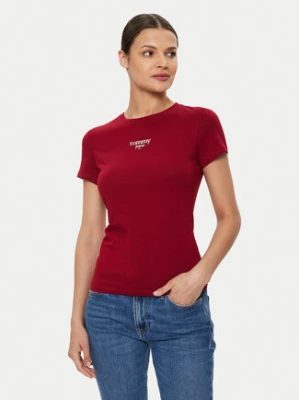 Tommy Jeans T-Shirt Essential DW0DW18397 Bordowy Slim Fit