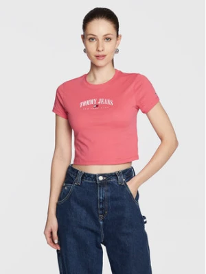 Tommy Jeans T-Shirt Essential Logo DW0DW14910 Różowy Cropped Fit