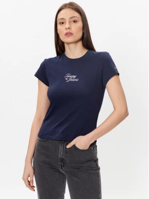 Tommy Jeans T-Shirt Essential Logo DW0DW15441 Granatowy Regular Fit