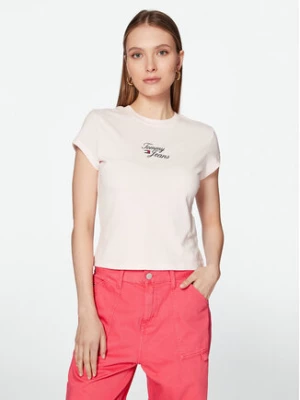 Tommy Jeans T-Shirt Essential Logo DW0DW15441 Różowy Regular Fit