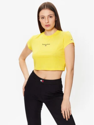 Tommy Jeans T-Shirt Essential Logo DW0DW15444 Żółty Cropped Fit