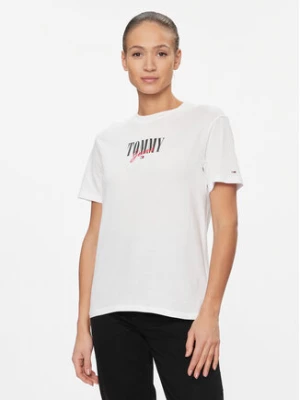 Tommy Jeans T-Shirt Essential Logo DW0DW16441 Biały Relaxed Fit
