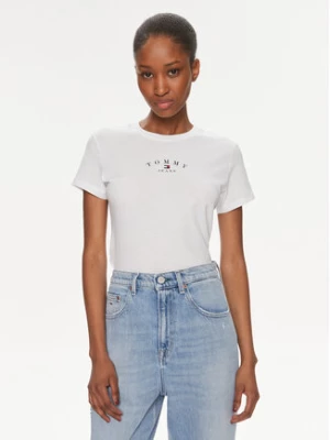 Tommy Jeans T-Shirt Essential Logo DW0DW18140 Biały Slim Fit