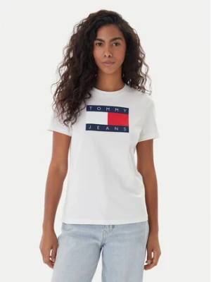 Tommy Jeans T-Shirt Flag DW0DW22562 Écru Regular Fit