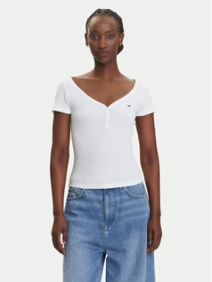 Zdjęcie produktu Tommy Jeans T-Shirt Henley DW0DW20902 Biały Slim Fit