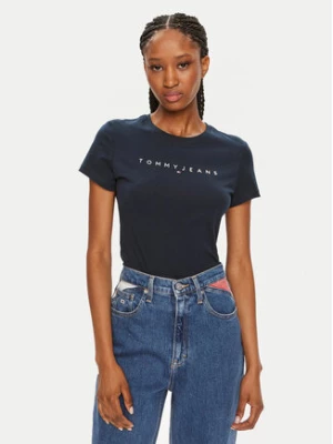 Tommy Jeans T-Shirt Linear DW0DW18398 Granatowy Slim Fit