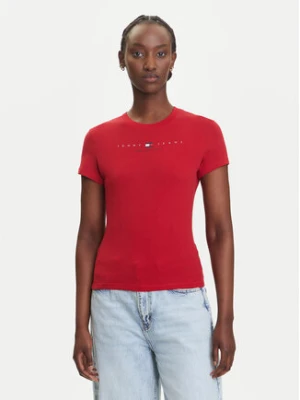 Tommy Jeans T-Shirt Linear DW0DW21422 Czerwony Slim Fit