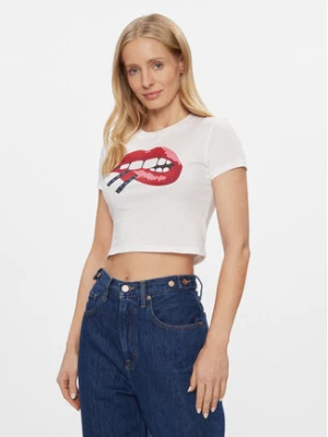 Tommy Jeans T-Shirt Lips DW0DW17373 Biały Slim Fit