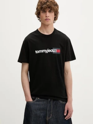 Tommy Jeans T-shirt męski bawełniany czarny