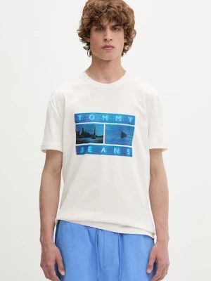 Tommy Jeans T-shirt męski bawełniany beżowy