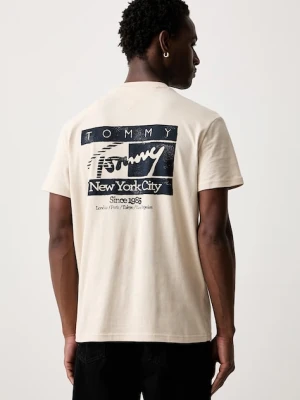 Tommy Jeans T-shirt męski bawełniany beżowy