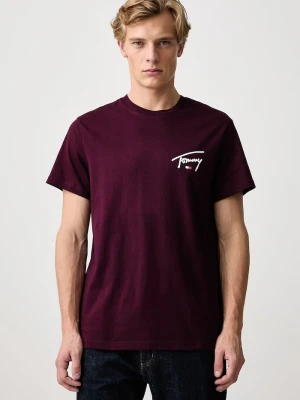 Tommy Jeans T-shirt męski bawełniany bordowy