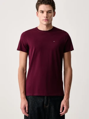 Tommy Jeans T-shirt męski bawełniany bordowy