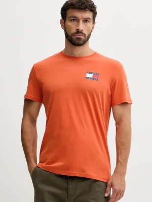 Tommy Jeans t-shirt męski bawełniany pomarańczowy