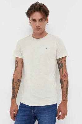 Tommy Jeans t-shirt męski kolor beżowy melanżowy DM0DM09586