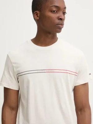 Tommy Jeans t-shirt męski kolor beżowy z nadrukiem DM0DM20779