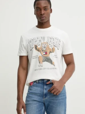 Tommy Jeans t-shirt męski kolor biały z aplikacją DM0DM20818