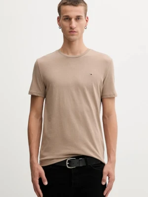 Tommy Jeans t-shirt męski kolor brązowy gładki DM0DM20363