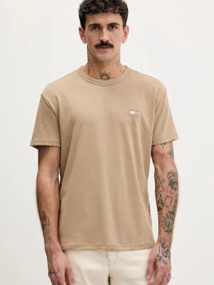 Tommy Jeans t-shirt męski kolor brązowy gładki DM0DM22667