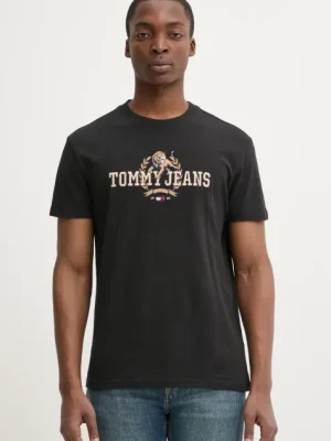 Tommy Jeans t-shirt męski kolor czarny z aplikacją DM0DM20818