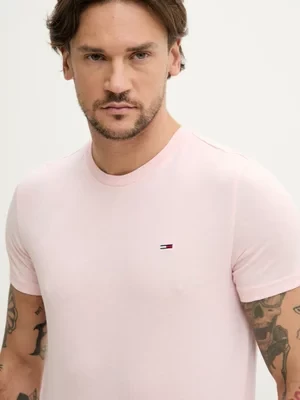 Tommy Jeans t-shirt męski kolor różowy gładki DM0DM20363