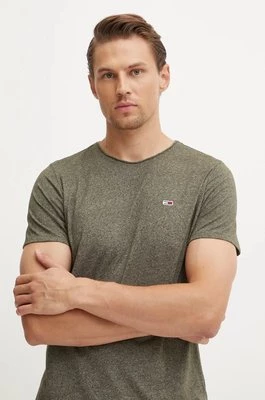 Tommy Jeans t-shirt męski kolor zielony gładki DM0DM09586