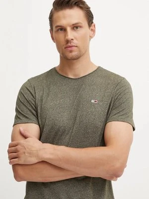 Tommy Jeans t-shirt męski kolor zielony gładki DM0DM09586