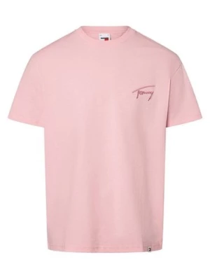 Tommy Jeans T-shirt męski Mężczyźni Bawełna różowy jednolity,