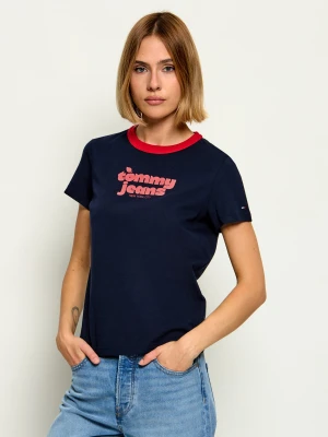 Tommy Jeans T-shirt | Regular Fit granatowy