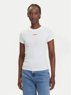 Tommy Jeans T-Shirt Script Label DW0DW21402 Biały Slim Fit