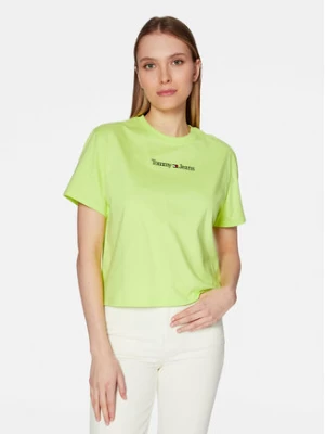 Tommy Jeans T-Shirt Serif Linear DW0DW15049 Zielony Regular Fit