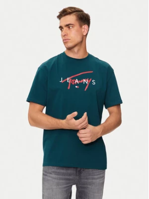 Tommy Jeans T-Shirt Signature Twist DM0DM19683 Zielony Regular Fit