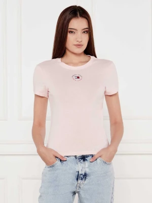 Tommy Jeans T-shirt | Slim Fit pudrowy róż
