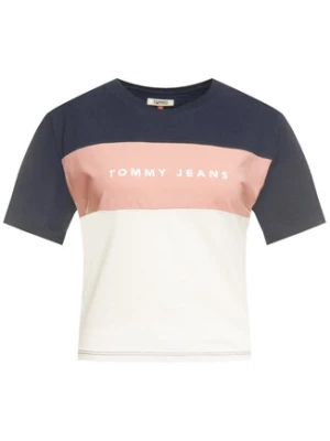 Tommy Jeans T-Shirt Stripe Logo DW0DW07536 Granatowy Regular Fit