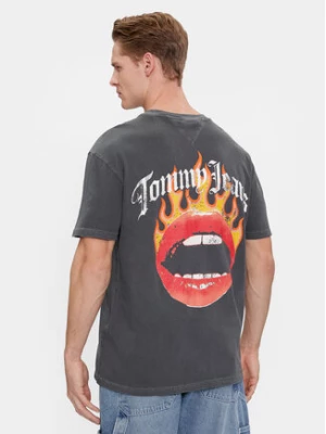 Tommy Jeans T-Shirt Vintage Fire Lips DM0DM18280 Szary Regular Fit