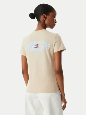 Tommy Jeans T-Shirt Wavy Flag DW0DW22274 Beżowy jasny Regular Fit