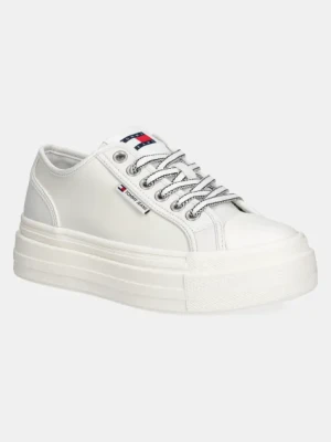 Tommy Jeans tenisówki skórzane TJW FOXING VULC LC LEATHER damskie kolor beżowy EN0EN02714