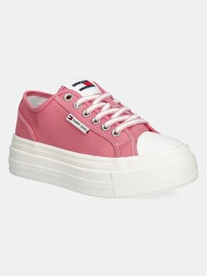 Tommy Jeans tenisówki TJW FOXING FLATFORM SNEAKER LOW damskie kolor różowy EN0EN02713