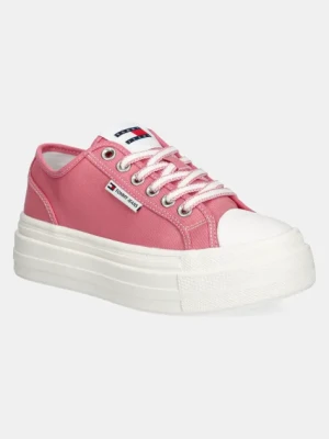 Tommy Jeans tenisówki TJW FOXING FLATFORM SNEAKER LOW damskie kolor różowy EN0EN02713